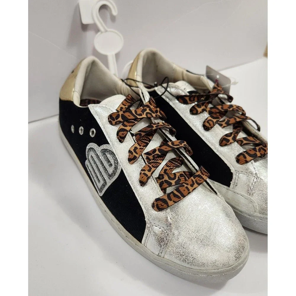 Justice Sport Sneakers Black & Silver Low Court Casual Size 6 New